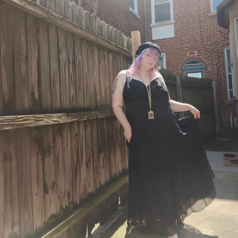 Vintage 90's JL Studio Exclusively for Jessica London Black Chiffon V-neck Dress